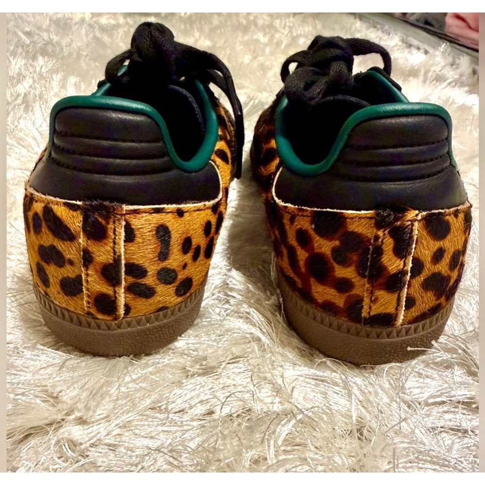 Adidas Samba OG Leopard Pony Hair Black Green Gum Sole Sneakers JI2735 Womens 7 - Picture 5 of 7